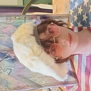 Plush White Rabbit Fur Vintage Beret Hat